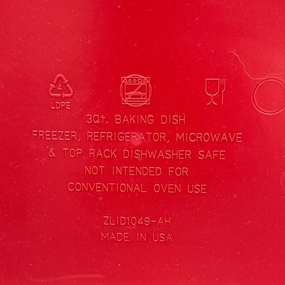Anchor Hocking Baking Dish Unisex 3Qt Red Very Good Glass Casserole Lid ZLID1049